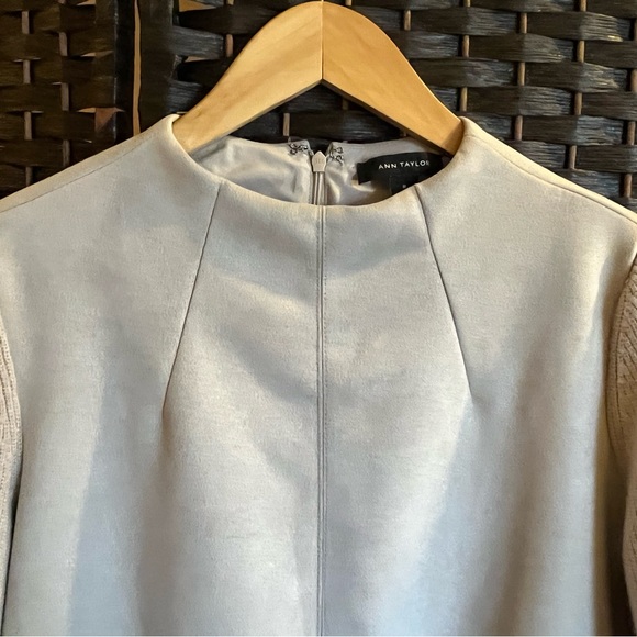 Ann Taylor faux suede dress w/knit bell sleeves. Cream. Office, semi-formal. M - Picture 6 of 14